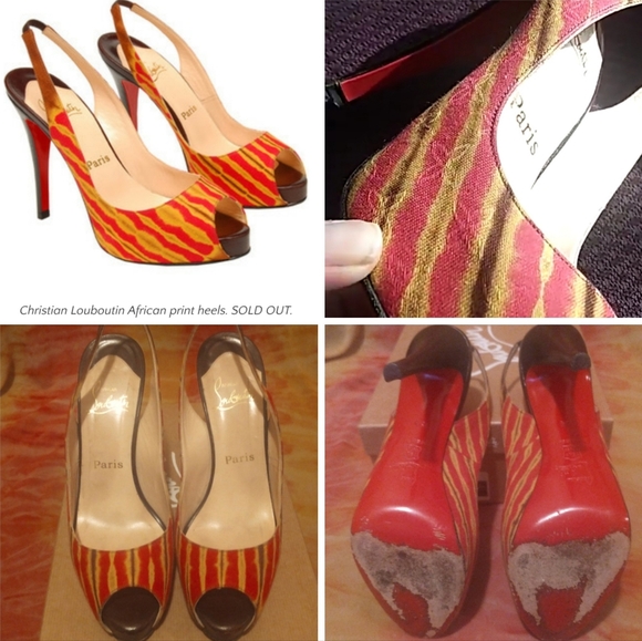 Preserved Vintage Christian Louboutin Floral Batik No Prive Red Bottom Heels - Picture 1 of 17